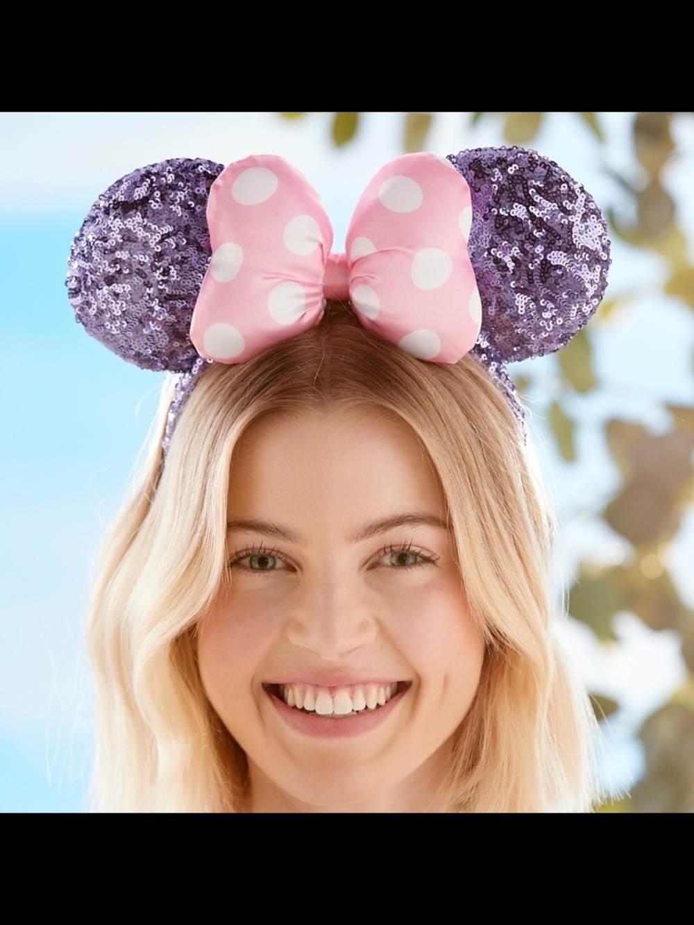 NWOT Disney Parks Minnie Mouse Ears With Purple Sequence Osfa